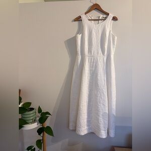 Boden Linen White Sleeveless Midi Dress